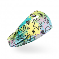 Workout elastic headband multicolor I LOVE YOU DOODLE| HEXXEE
