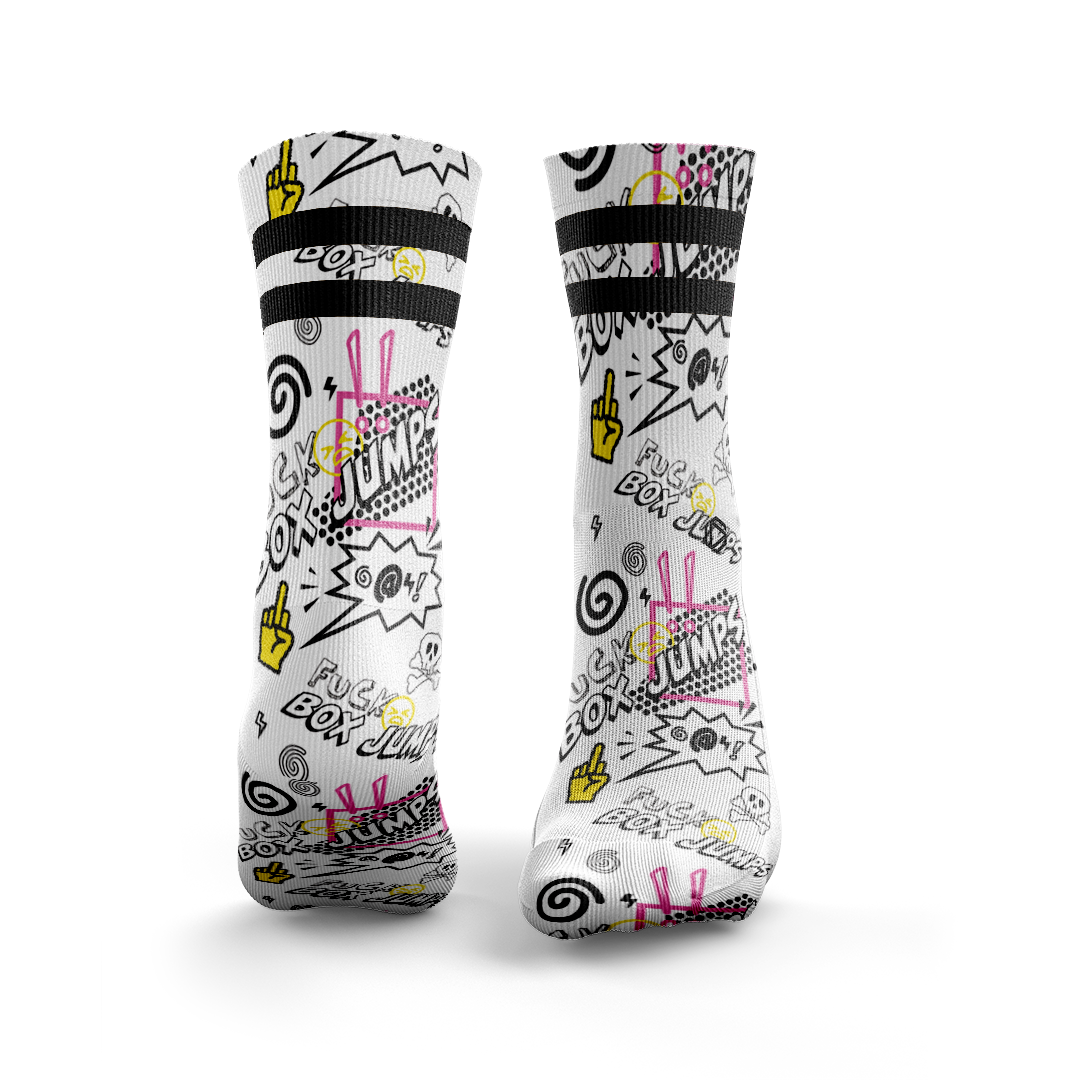 Chaussettes blanches F BOX JUMPS 2 STRIPES| HEXXEE SOCKS — Blanc · Taille M (40-43)