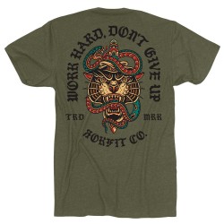 ROKFIT T-Shirt modèle WORK HARD, DON'T GIVE UP Homme vert 