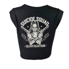 T-shirt court sport noir SLEEVELESS CROP TEE - SUICIDE SQUAD | SAVAGE BARBELL