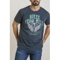 T-Shirt bleu gris BIKES FROM HELL - WINGS | THUNDERNOISE