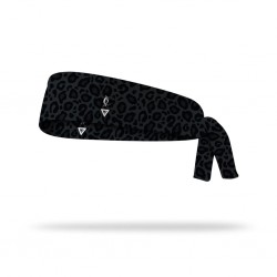 Reversible workout tie headband DARK LEOPARD | LITHE APPAREL