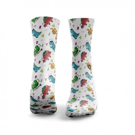 Chaussettes blanches DINOS HELP TOO | HEXXEE SOCKS