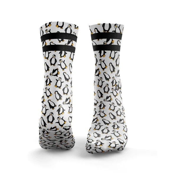 Chaussettes blanches PENGUINS 2 STRIPES| HEXXEE SOCKS — Blanc · Taille L (43-46)