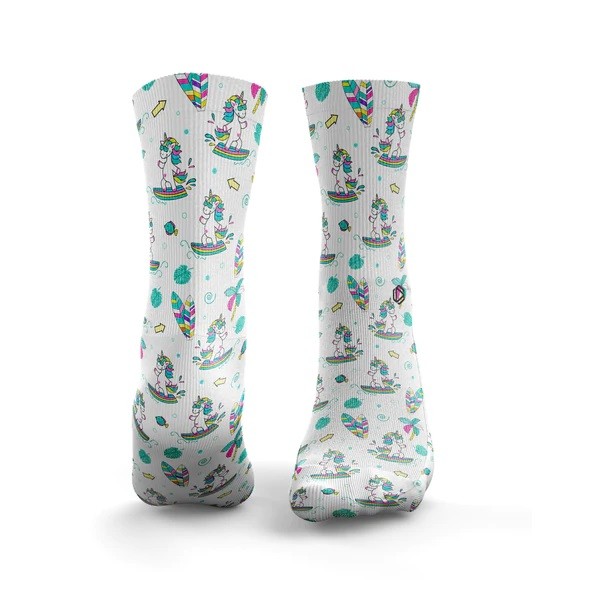 Chaussettes blanches SURFING UNICORNS | HEXXEE SOCKS — Blanc · Taille M (40-43)