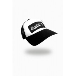 Black and white THUNDER SWOOSH TRUCKER CAP | THUNDERNOISE