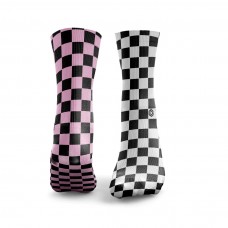 Chaussettes CHECKERBOARD HALF 'N' HALF  blanc rose| HEXXEE SOCKS