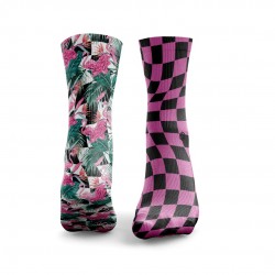 white pink workout FLAMINGO CHECKERWAVES socks | HEXXEE SOCKS