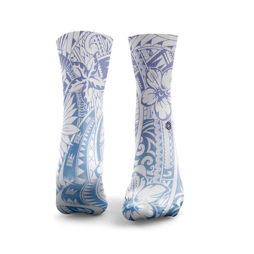 Chaussettes bleu violet POLYNESIAN TATTOO| HEXXEE SOCKS — Bleu · Taille S (36-40)