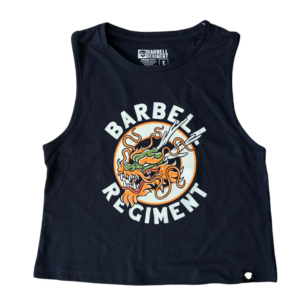 Crop tank FORGED IN THE FLAMES noir | BARBELL REGIMENT — Noir · Taille S