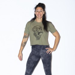 Training crop t shirt vintage green GORILLA OPS for women | VERY BAD WOD x ALREADY10