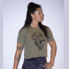 Crop t-shirt femme vert chiné GORILLA OPS | VERY BAD WOD x WILL LENNART TATOO