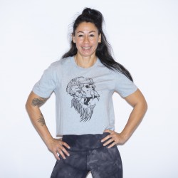 Crop t-shirt femme bleu chiné GORILLA OPS | VERY BAD WOD x WILL LENNART TATOO