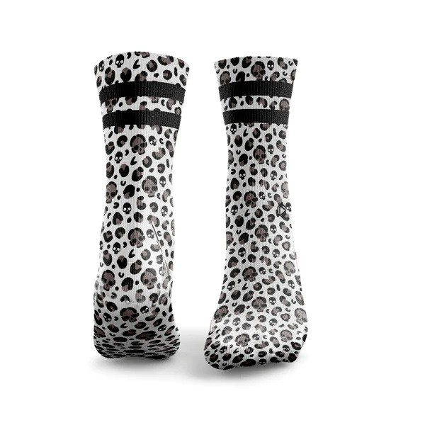 Chaussettes blanches LEOPARD SKULLS noir et blanc | HEXXEE SOCKS — Blanc · Taille M (40-43)