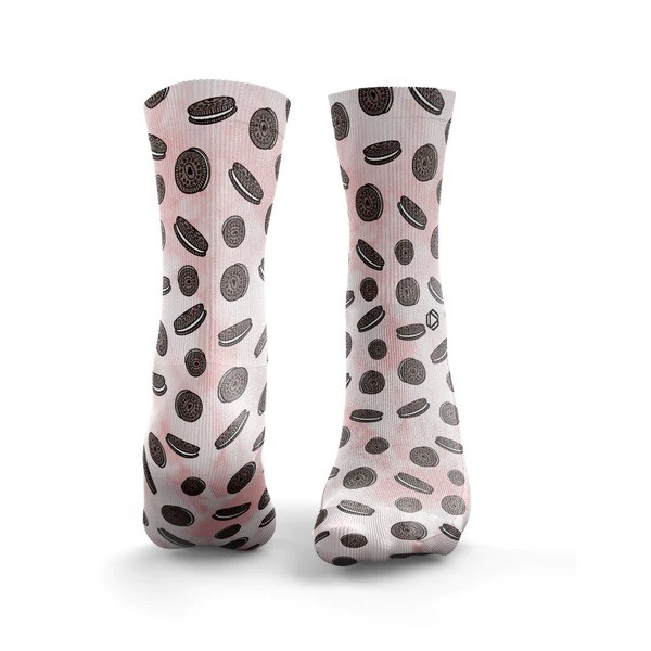 Chaussettes noires et roses BISCUIT | HEXXEE SOCKS — Rose · Taille M (40-43)