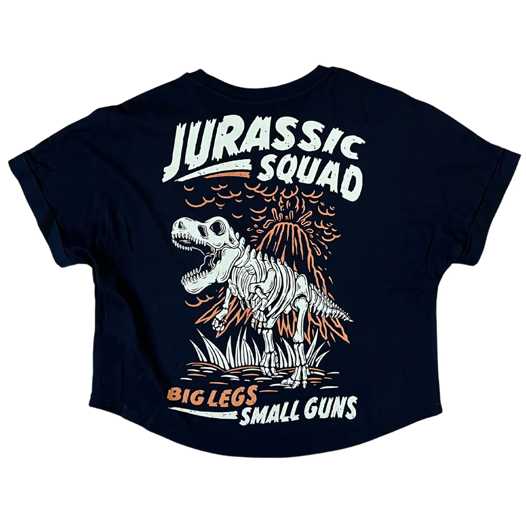 Crop oversize Tee Jurassic Squad 2 noir | BARBELL REGIMENT — Noir · Taille L