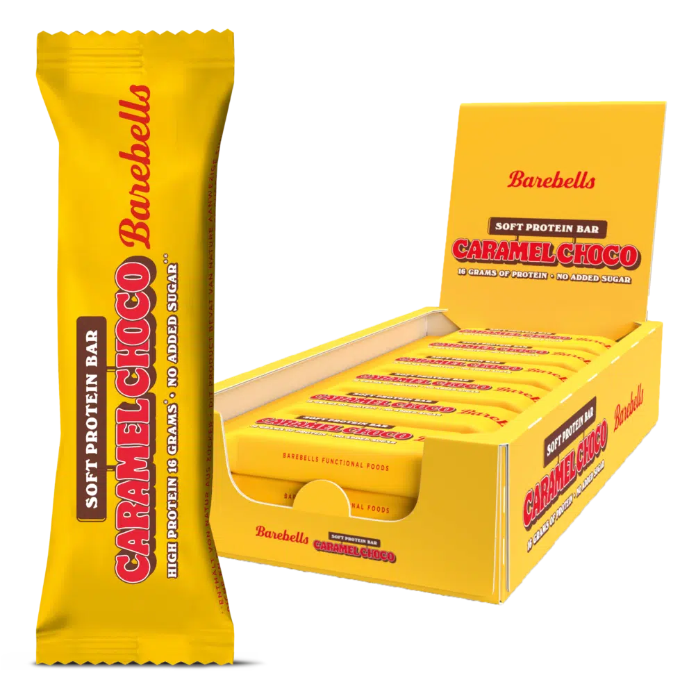 Pack de 12 Barres protéinées CARAMEL CHOCO | BAREBELLS — 12 x 55 Gr · Taille TU