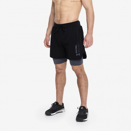 Short d'entraînement Homme PICSIL noir modèle COMPRESSION 2 en 1