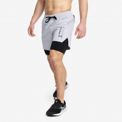 COMPRESION Short 2 in 1 Light grey for men| PICSIL