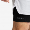 Short doublé legging COMPRESSION 2 en 1 gris clair| PICSIL