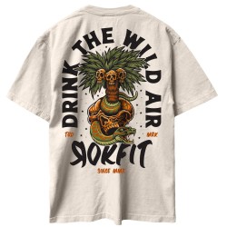 T-Shirt oversize unisexe beige DRINK THE WILD AIR| ROKFIT
