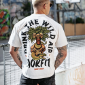 Unisex beige oversized T-Shirt DRINK THE WILD AIR| ROKFIT