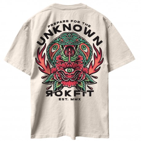 T-Shirt oversize unisexe beige PREPARE FOR THE UNKNOWN | ROKFIT