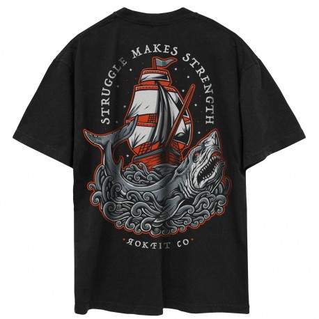 Unisex black oversized T-Shirt STRUGGLE MAKES STRENGTH| ROKFIT