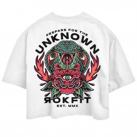Training crop T-shirt oversize PREPARE FOR THE UNKNOWN for women | ROKFIT