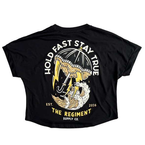 Crop oversize Tee HOLD FAST STAY TRUE noir | BARBELL REGIMENT — Noir · Taille L