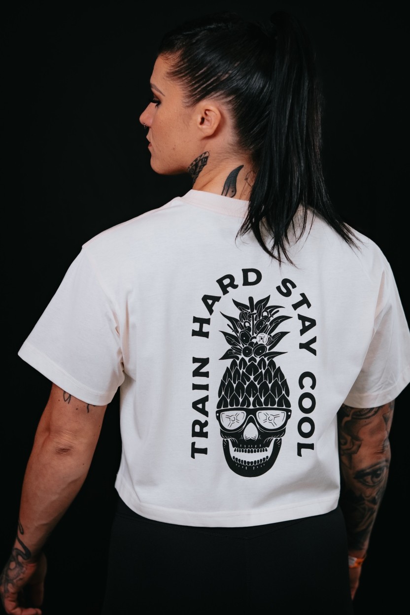 Crop top oversize blanc ivoire TRAIN HARD STAY COOL | VERY BAD WOD — Blanc ivoire · Taille TU