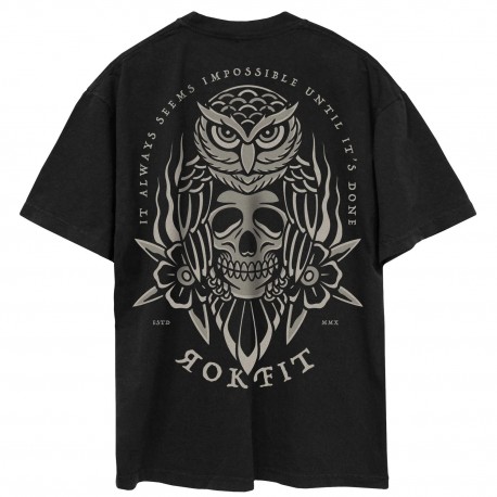 T-Shirt oversize unisexe noir IT ALWAYS SEEMS IMPOSSIBLE UNTIL IT S DONE | ROKFIT