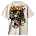 Unisex beige oversized T-Shirt STARVE YOUR DISTRACTIONS | ROKFIT