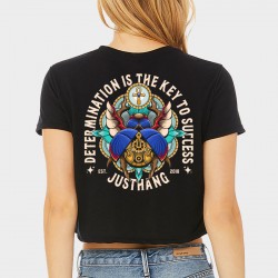 Black training crop T-shirt BEETLE KEY | JUSTHANG