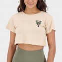 Black training crop T-shirt BARBELL FLOWER | JUSTHANG