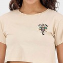 Black training crop T-shirt BARBELL FLOWER | JUSTHANG