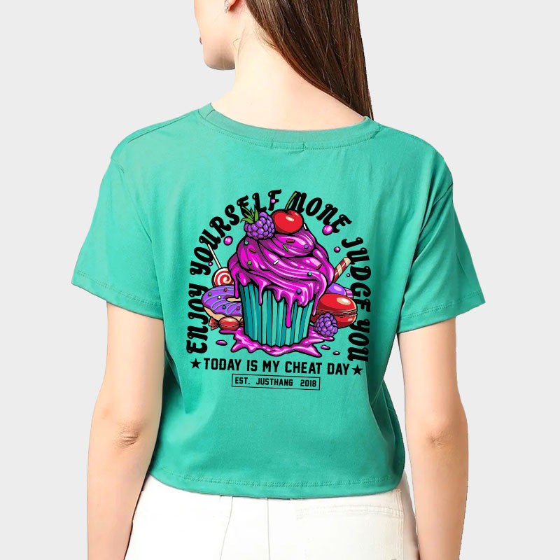 T-shirt femme Crop Vert Menthe CUPCAKE | JUSTHANG — Vert · Taille S