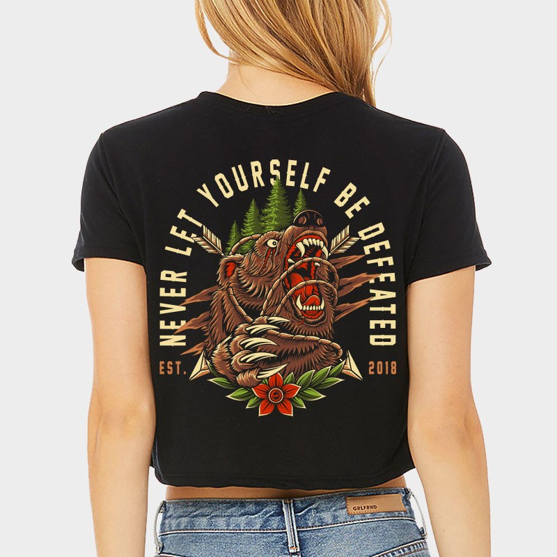 T-shirt femme Crop noir BEAR GETS UP | JUSTHANG — Noir · Taille L
