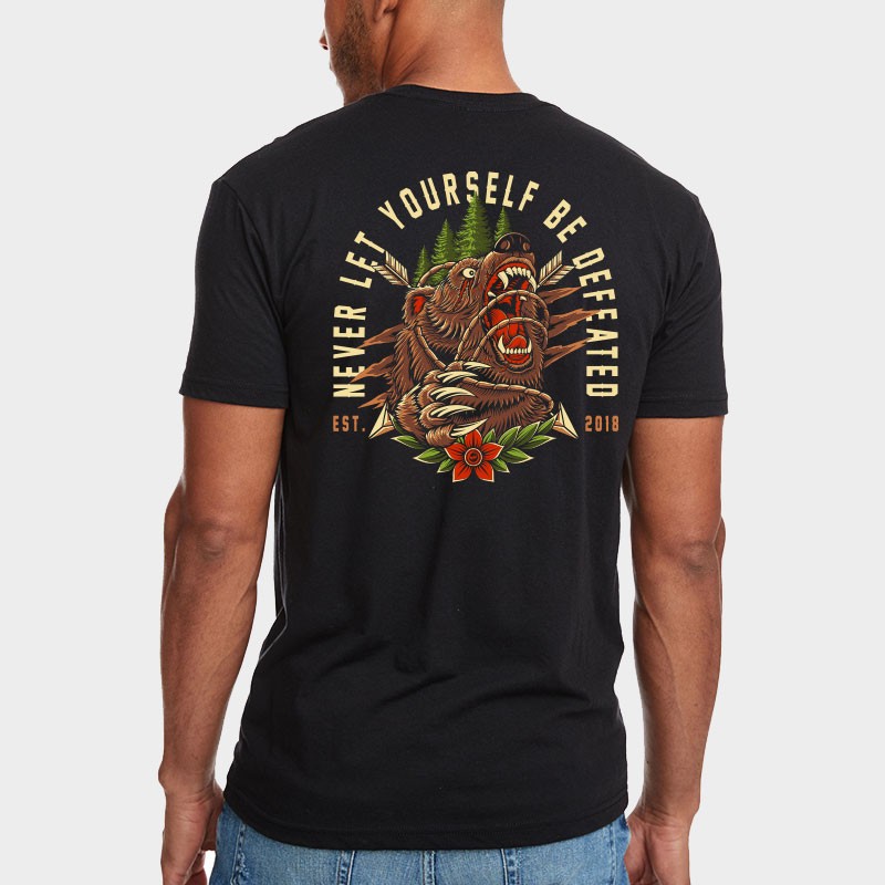T-Shirt Homme BEAR GETS UP Heather Black | JUSTHANG — Noir · Taille S