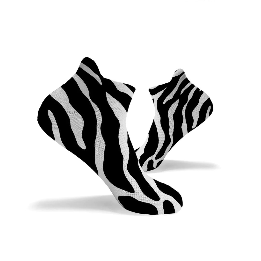 Socquettes noires et blanches ZEBRA PRINT ANKLE | HEXXEE SOCKS — Blanc · Taille L (43-46)