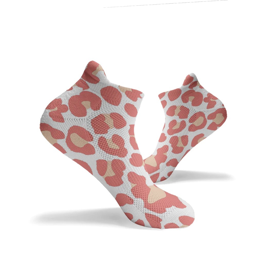Socquettes blanches LEOPARD PRINT coral ANKLE | HEXXEE SOCKS — Blanc · Taille L (43-46)