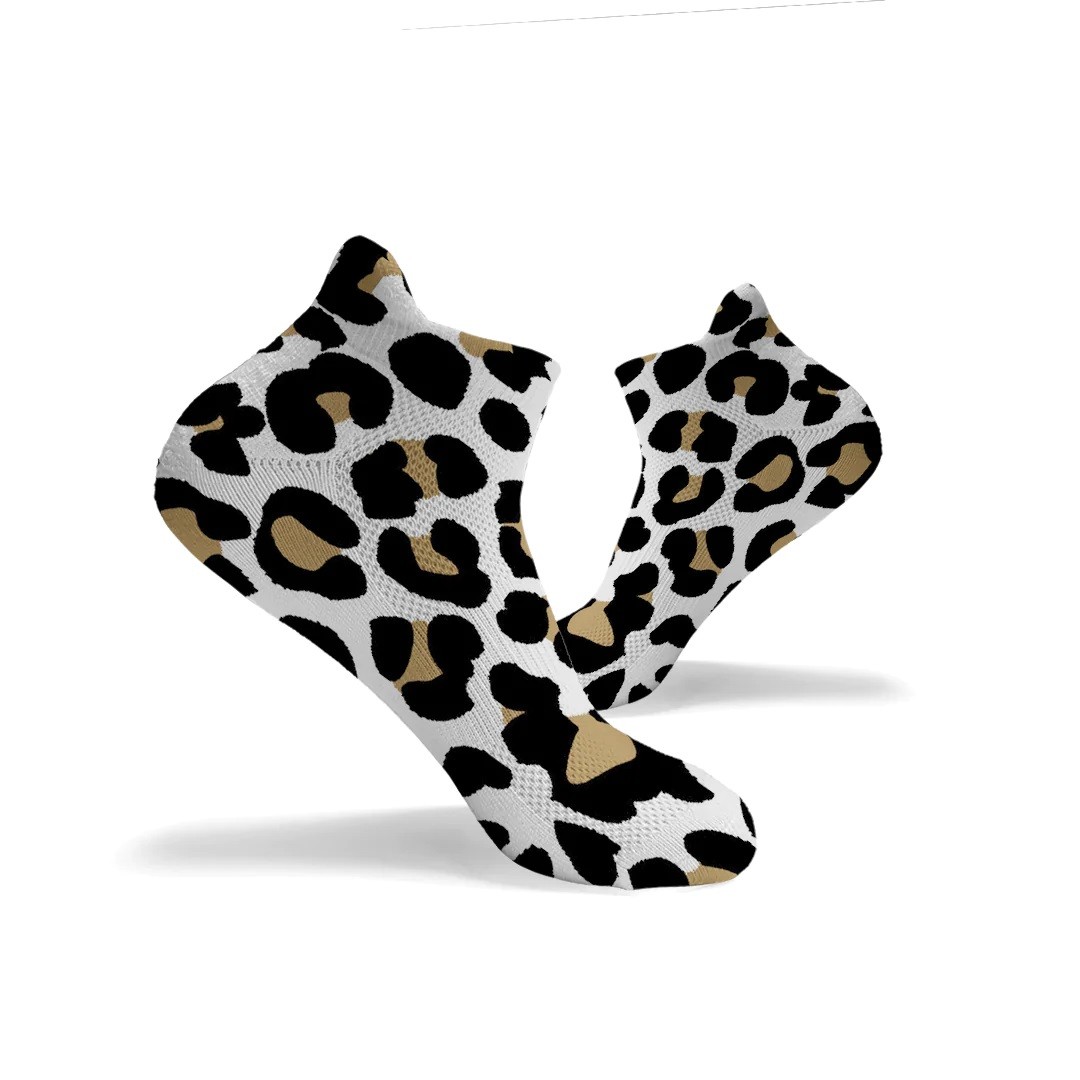 Socquettes blanches LEOPARD PRINT original white ANKLE | HEXXEE SOCKS — Blanc · Taille M (40-43)