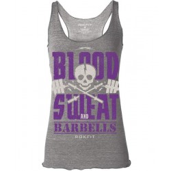 Boutique Débardeur gris Femme Crossfit - Blood, Sweat and Barbells