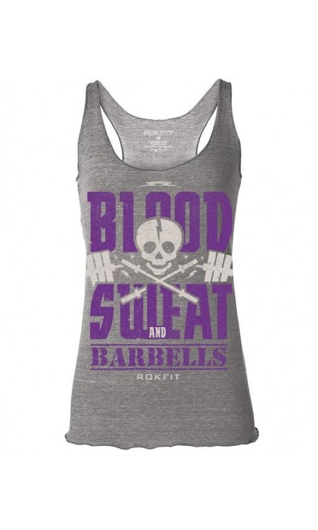 Boutique Débardeur gris Femme Crossfit - Blood, Sweat and Barbells