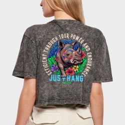 Black washed training crop T-shirt oversize RHINO | JUSTHANG