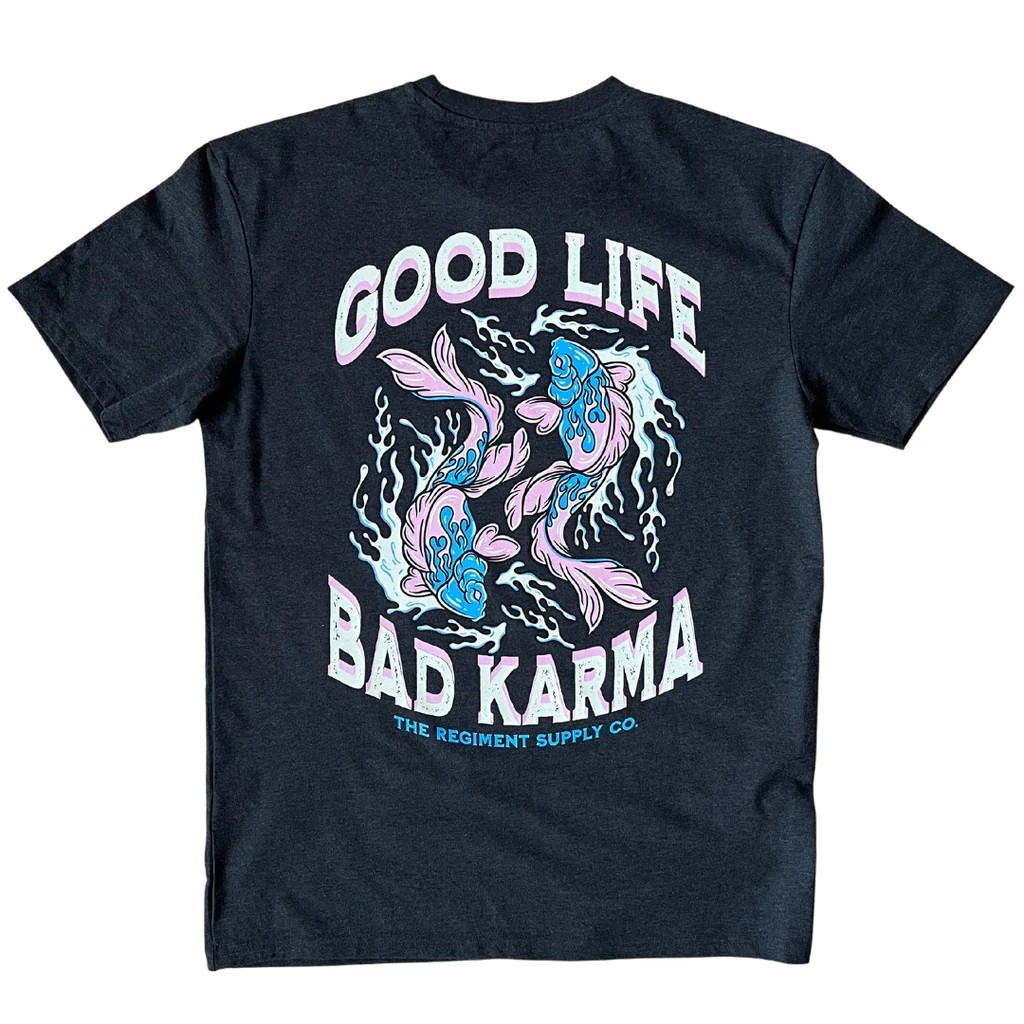 T-Shirt oversize T heavy unisexe noir GOOD LIFE BAD KARMA | BARBELL REGIMENT — Noir · Taille M