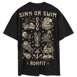 T-Shirt oversize unisexe noir SINK OR SWIM | ROKFIT
