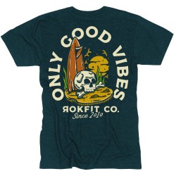 T-Shirt Homme bleu ONLY GOOD VIBES Black Aqua | ROKFIT