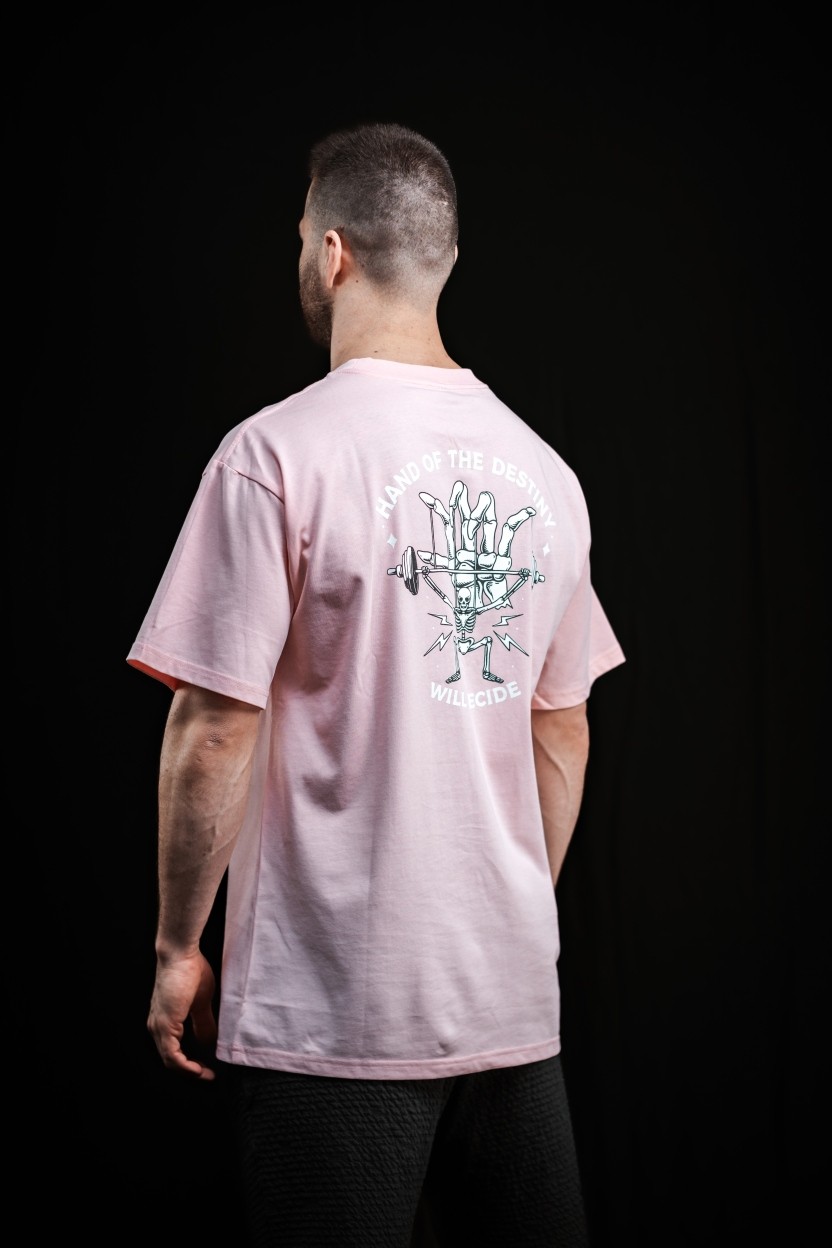 T-Shirt oversize unisexe rose clair HAND OF DESTINY | VERY BAD WOD — Rose · Taille L
