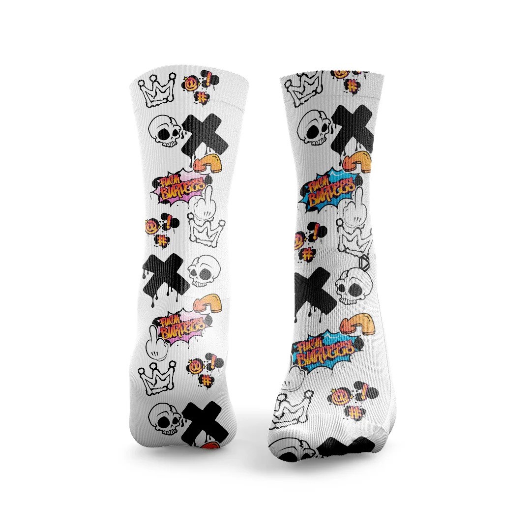 Chaussettes blanches F BURPEES GRAFFITI | HEXXEE SOCKS — Blanc · Taille L (43-46)